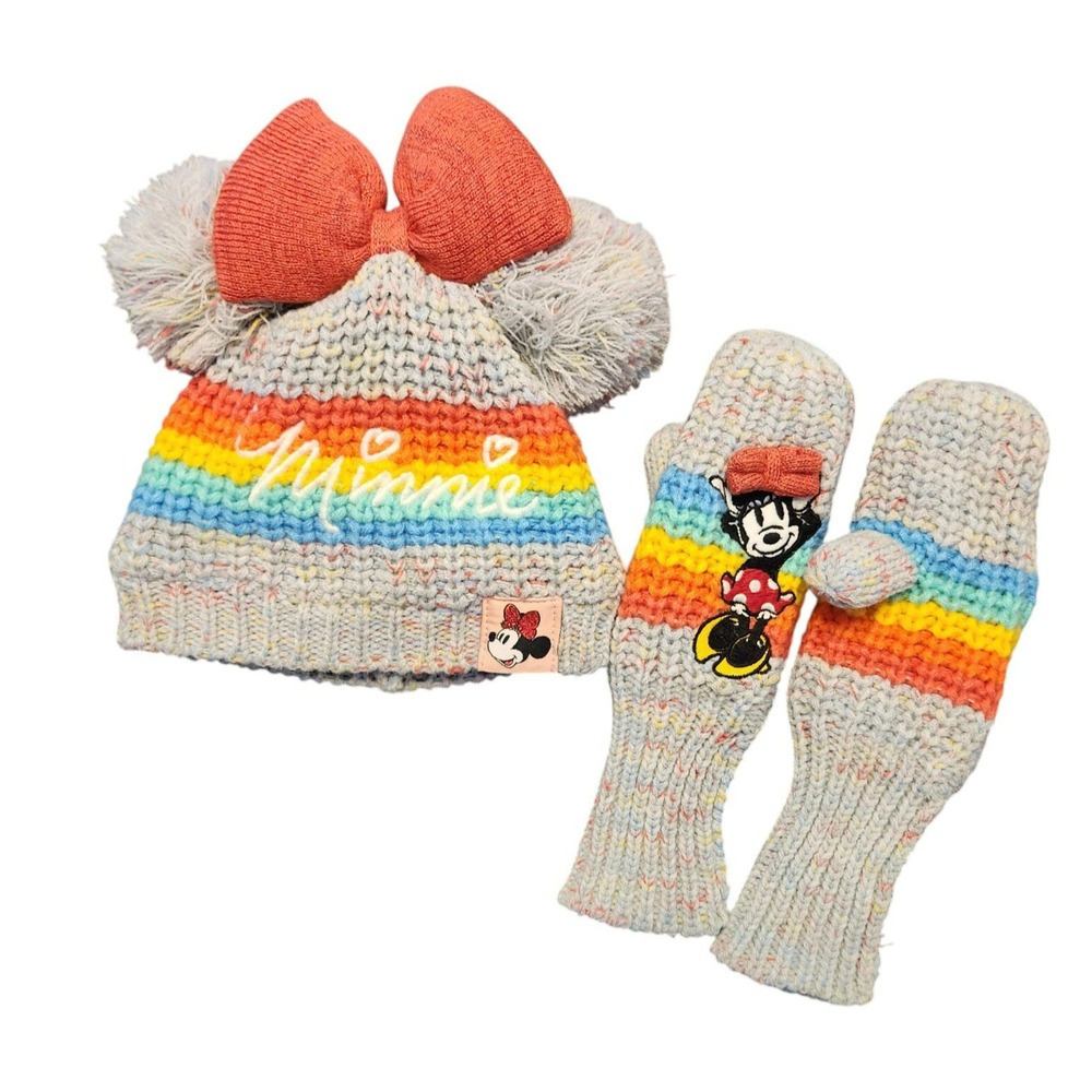 Disney Minnie Mouse‎ Knitted Hat and Gloves Set Size XS